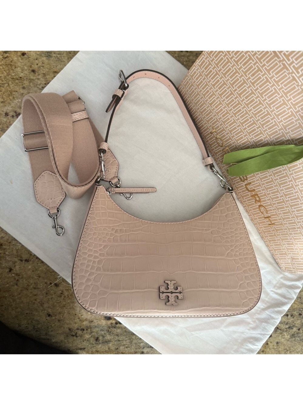 478$! Tory Burch - Thea Embossed Convertible Crossbody, Clay Pink